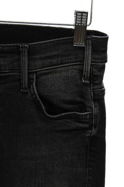 Mother Womens Black Straight Jeans High Rise Cotton Zip Closure Size 27