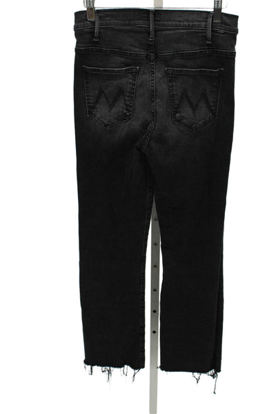 Mother Womens Black Straight Jeans High Rise Cotton Zip Closure Size 27