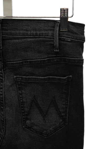 Mother Womens Black Straight Jeans High Rise Cotton Zip Closure Size 27