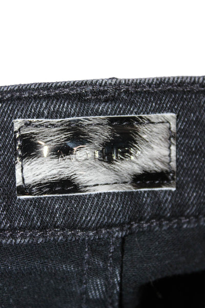 Mother Womens Black Straight Jeans High Rise Cotton Zip Closure Size 27