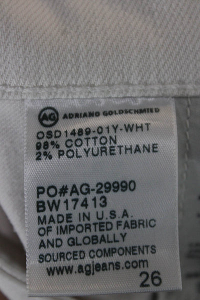 AG Adriano Goldschmied Womens Hot Pants White Cotton Size 26