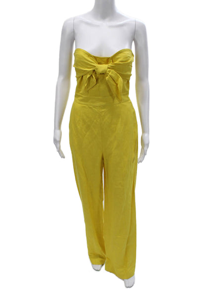 Derek Lam 10 Crosby Womens Yellow Sweetheart Neck Sleeveless Jumpsuit Zip Size 2