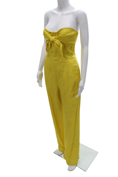 Derek Lam 10 Crosby Womens Yellow Sweetheart Neck Sleeveless Jumpsuit Zip Size 2