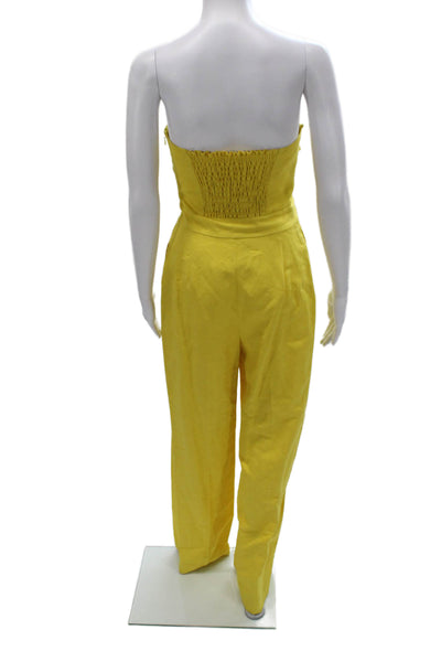 Derek Lam 10 Crosby Womens Yellow Sweetheart Neck Sleeveless Jumpsuit Zip Size 2