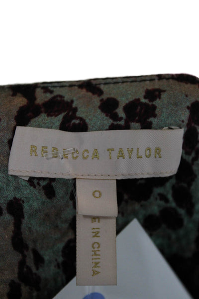 Rebecca Taylor Women Multicolor Animal Print V-Neck Long Sleeve Blouse Size 0
