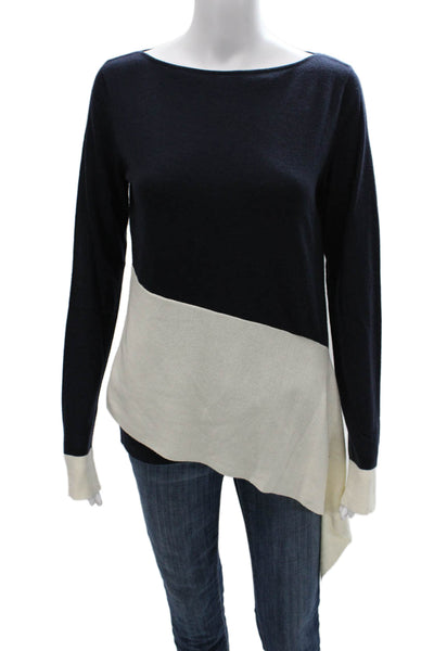 Worth New York Womens Blue Wool Tunic Sweater Boat Neck Long Sleeve Size S