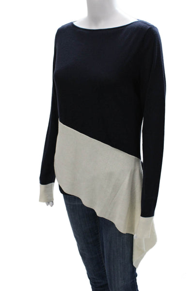 Worth New York Womens Blue Wool Tunic Sweater Boat Neck Long Sleeve Size S