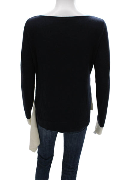 Worth New York Womens Blue Wool Tunic Sweater Boat Neck Long Sleeve Size S