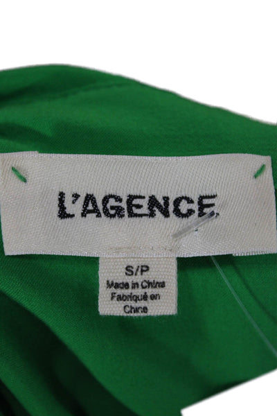 L'Agence Womens 3/4 Sleeve Collared Viscose Blouse Green Petites Size S