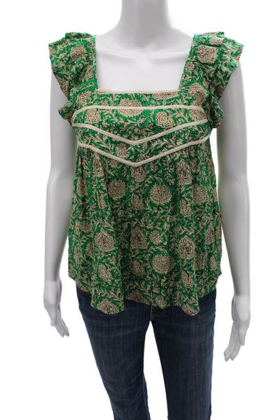 Ba&Sh Women Multicolor Floral Viscose Square Neck Sleeveless Blouse Size XS