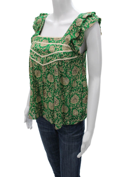 Ba&Sh Women Multicolor Floral Viscose Square Neck Sleeveless Blouse Size XS