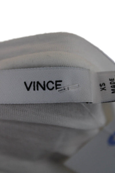 Vince Women Basic Long Sleeve Round Neck Colorblock White T-Shirt Size XS