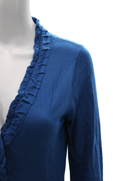 Elie Tahari Womens Cardigan Blue V-Neck Long Sleeve Size S