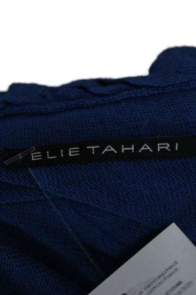 Elie Tahari Womens Cardigan Blue V-Neck Long Sleeve Size S