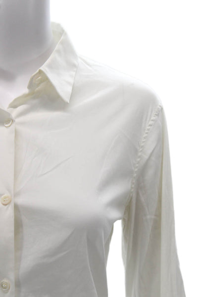 Theory Women Basic Cotton Collared Long Sleeve Button-Up White Size S