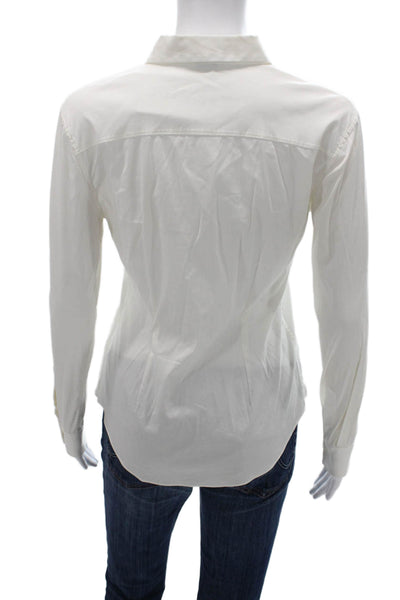 Theory Women Basic Cotton Collared Long Sleeve Button-Up White Size S