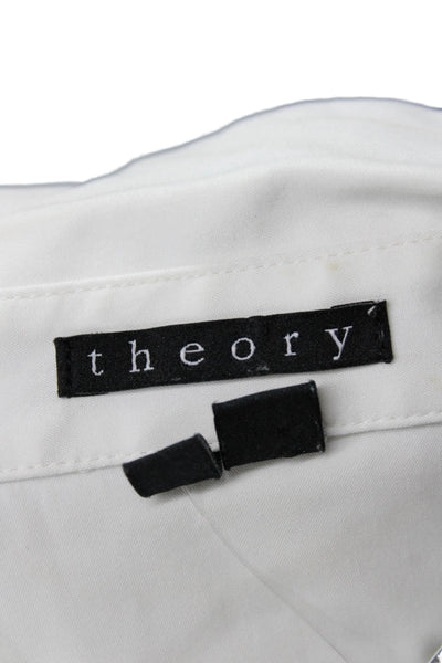 Theory Women Basic Cotton Collared Long Sleeve Button-Up White Size S