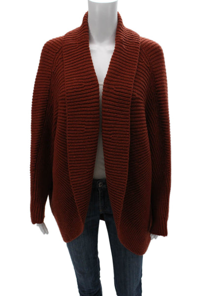 Adam Lippes Women Cardigan Brown Collared Long Sleeve 100% Wool Size S