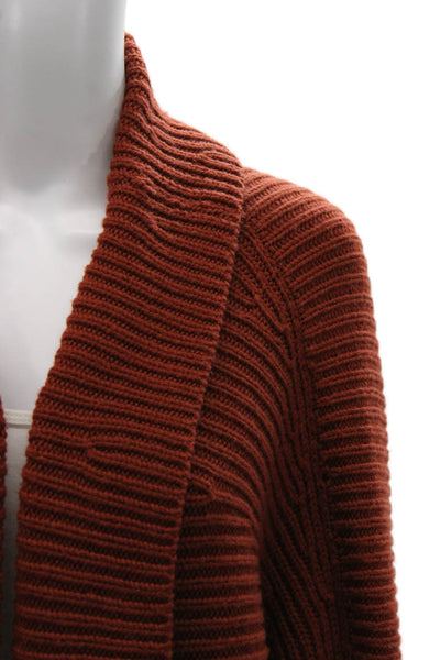 Adam Lippes Women Cardigan Brown Collared Long Sleeve 100% Wool Size S