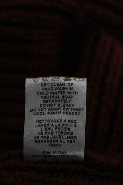 Adam Lippes Women Cardigan Brown Collared Long Sleeve 100% Wool Size S