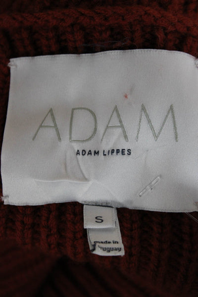 Adam Lippes Women Cardigan Brown Collared Long Sleeve 100% Wool Size S