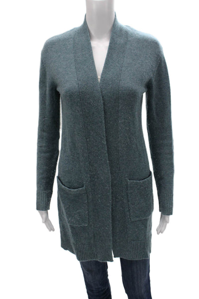 Theory Womens Cashmere V Neck Long Sleeve Cardigan Blue Size S