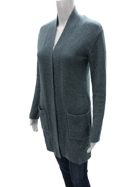 Theory Womens Cashmere V Neck Long Sleeve Cardigan Blue Size S