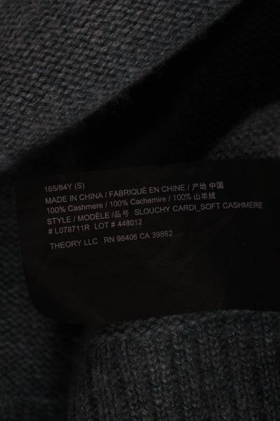 Theory Womens Cashmere V Neck Long Sleeve Cardigan Blue Size S