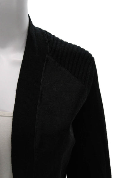 Elie Tahari Women Black Wool Collared Long Sleeve Open Cardigan Size S