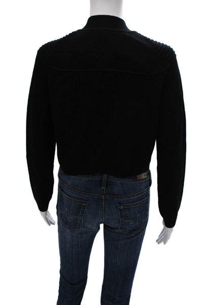 Elie Tahari Women Black Wool Collared Long Sleeve Open Cardigan Size S