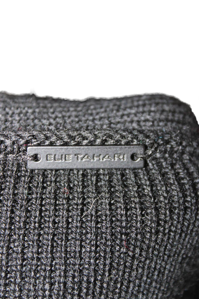 Elie Tahari Women Black Wool Collared Long Sleeve Open Cardigan Size S