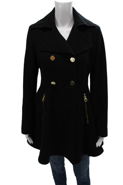 Laundry by Shelli Segal Womens Black Pea Coat Wool Blend Long Sleeve Size S
