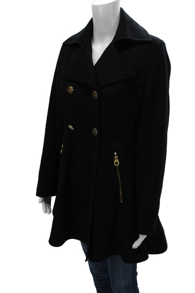 Laundry by Shelli Segal Womens Black Pea Coat Wool Blend Long Sleeve Size S
