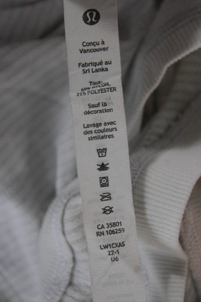 Lululemon Women White Striped Basic Tank Sleeveless Round Neck Size 4