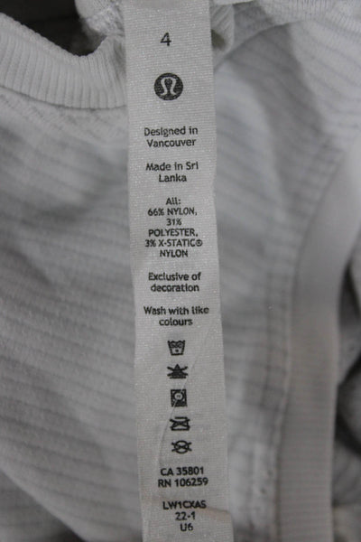 Lululemon Women White Striped Basic Tank Sleeveless Round Neck Size 4