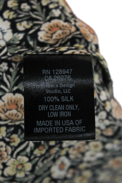 Nili Lotan Womens Black Silk Floral V-Neck Camisole Sleeveless Size S
