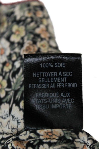 Nili Lotan Womens Black Silk Floral V-Neck Camisole Sleeveless Size S