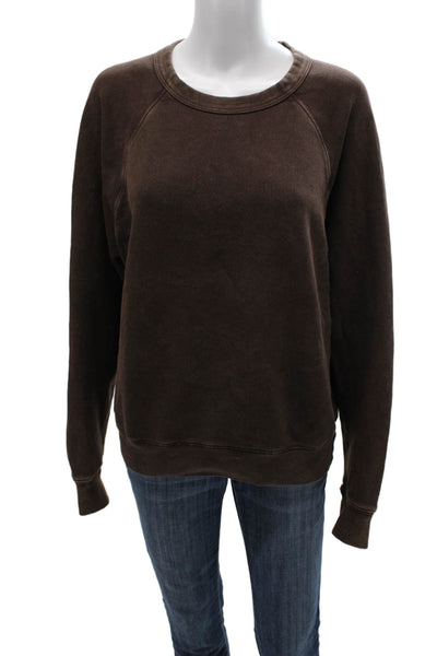 Splits 59 Womens Pullover Brown Cotton Crew Neck Long Sleeve Size S