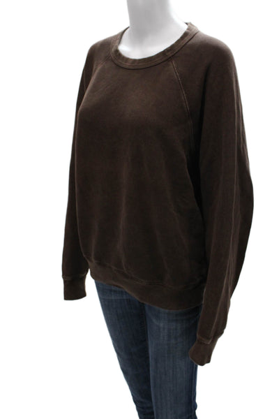Splits 59 Womens Pullover Brown Cotton Crew Neck Long Sleeve Size S