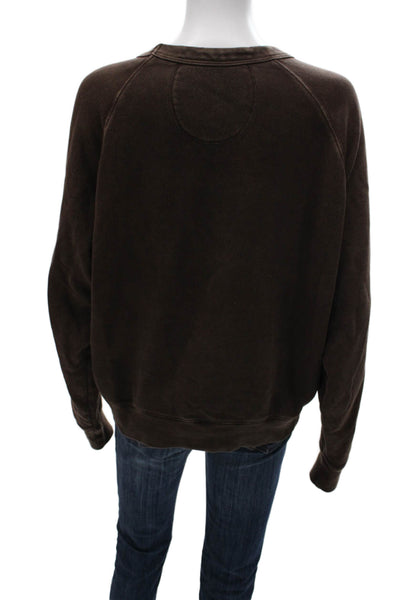 Splits 59 Womens Pullover Brown Cotton Crew Neck Long Sleeve Size S