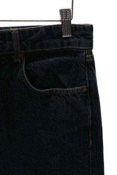 Zara Womens Straight Jeans Blue Mid Rise Button Cotton Size 6
