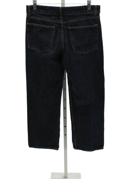 Zara Womens Straight Jeans Blue Mid Rise Button Cotton Size 6