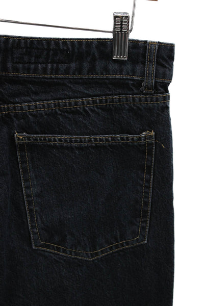 Zara Womens Straight Jeans Blue Mid Rise Button Cotton Size 6