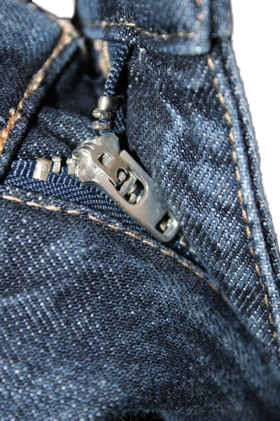 Zara Womens Straight Jeans Blue Mid Rise Button Cotton Size 6