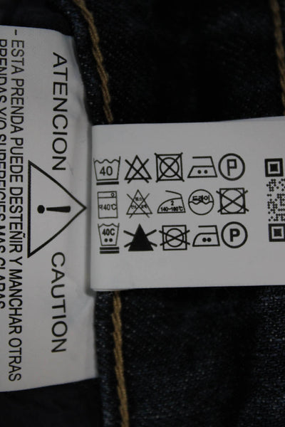 Zara Womens Straight Jeans Blue Mid Rise Button Cotton Size 6