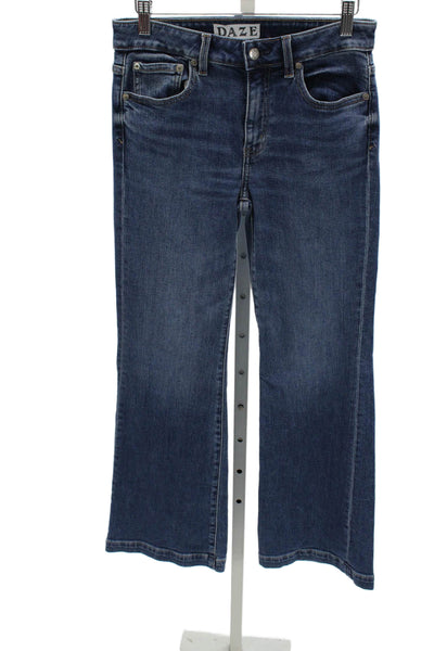 Daze Women Flared Jeans Blue Mid Rise Cotton Inseam 31 Size 26