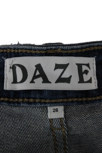 Daze Women Flared Jeans Blue Mid Rise Cotton Inseam 31 Size 26