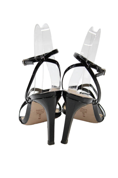 Schutz Womens Stiletto Patent Leather Strappy Sandals Black Size 6
