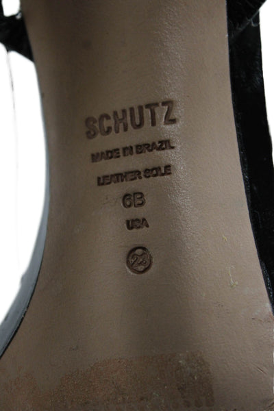 Schutz Womens Stiletto Patent Leather Strappy Sandals Black Size 6