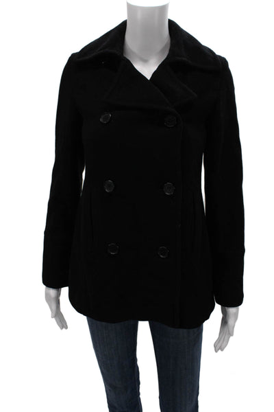 Marc New York Women Black Pea Coat 70% Virgin Wool Button Size 2
